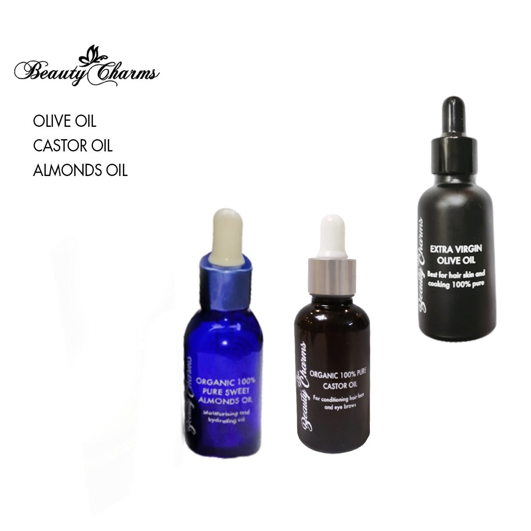 3 in 1 Extra Virgin Olive Oil, Castor Oil, Almond Oil