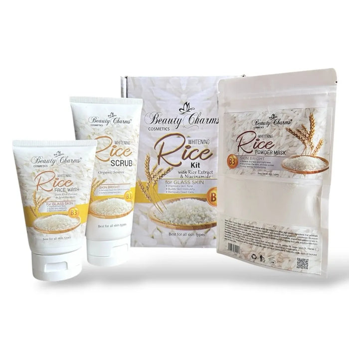 3 in 1 Rice Extract and Glow Kit - Rice Face Wash + Rice Scrub + Rice Powder Mask
