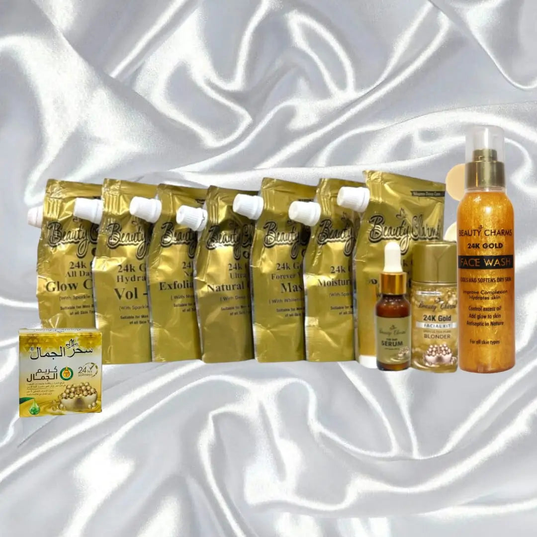 9 Pieces Gold Facial Kit With Beauty Cream and Face Wash
