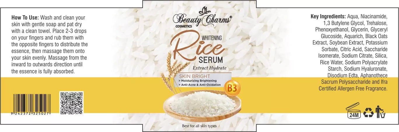 Rice extract serum for bright beautiful skin