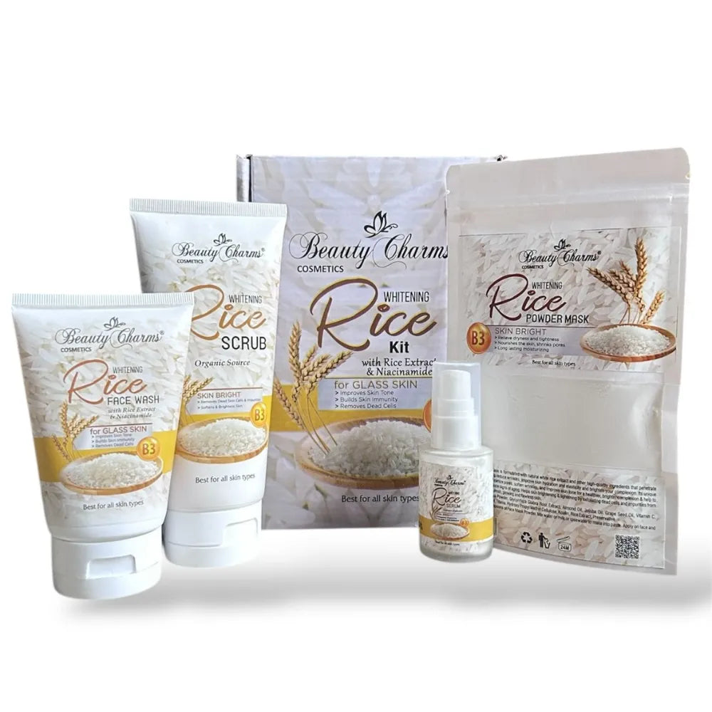 Rice glow kit with serum, scrub, and face wash - Beauty Charms