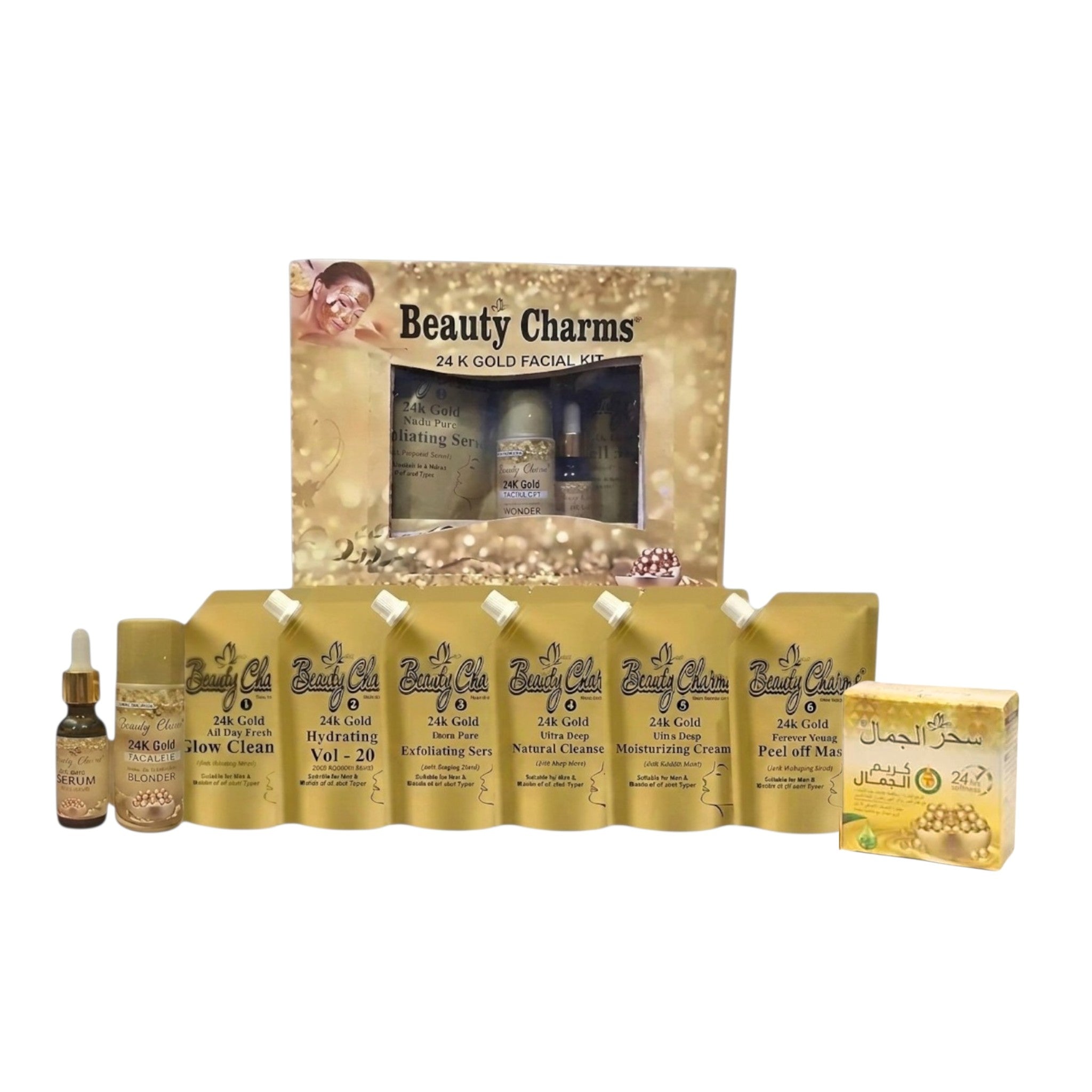 Double Mask 8 Pieces Facial Kit and Whitening Beauty Cream