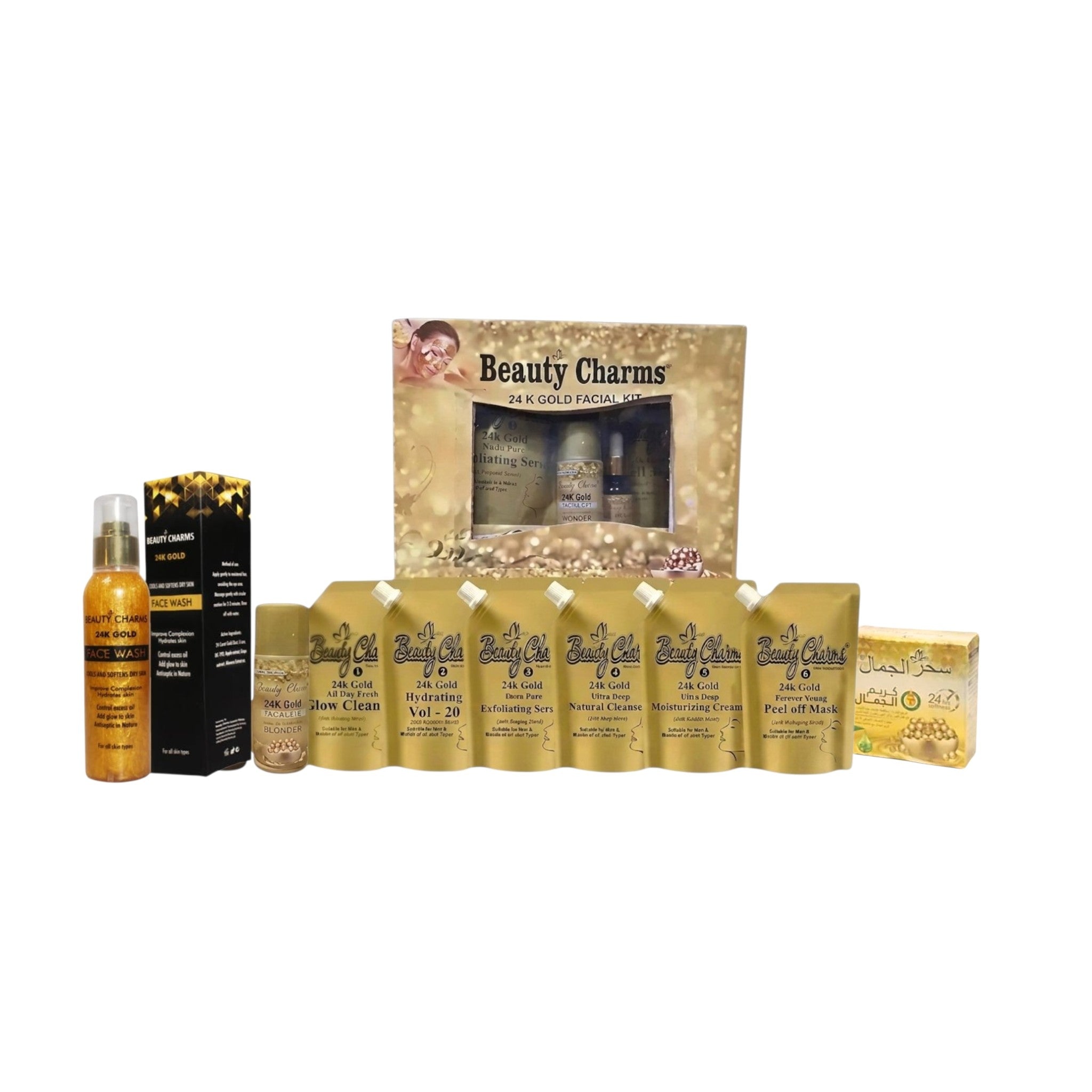 8 Pieces Gold Facial Kit With Beauty Cream and Face Wash