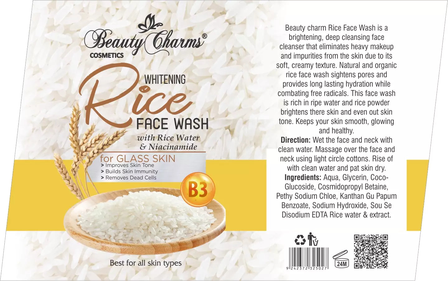 whitening rice face wash