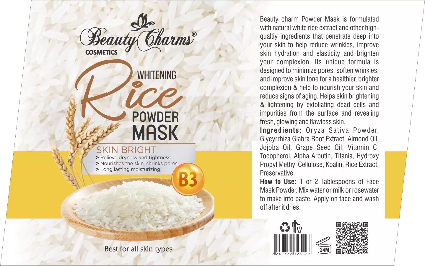 whitening rice powder mask